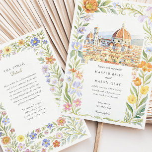 Aquarell-Hochzeitseinladung Florenz Toskana Einladung