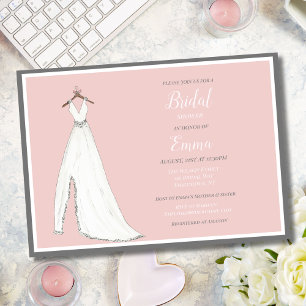 Aquarell-Hochzeitskleid am Bügel Brautparty Einladung