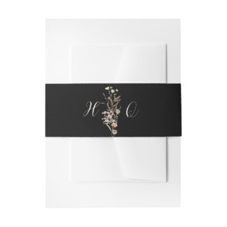 Aquarell-Hochzeitsmonogramm-Einladung Bauchbinde Einladungsbanderole