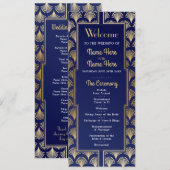 Aquarell-Hochzeitsprogramm 1920er Art Deco Gold Programm (Vorne/Hinten)