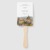 Aquarell-Hochzeitsprogramm Barcelona Fächer (Vorderseite)