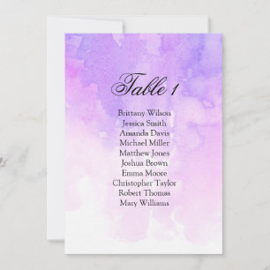 Aquarell-Hochzeitssitzplan. Rosa und Lila Einladung