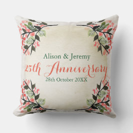 Aquarell-Hochzeitstag-botanische Koralle Kissen