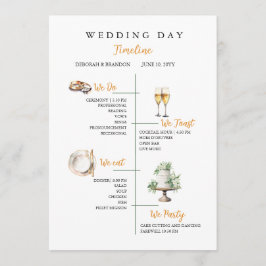 Aquarell-Hochzeitstags-Zeitplan-Flat-Programm Programm