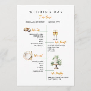 Aquarell-Hochzeitstags-Zeitplan-Flat-Programm Programm