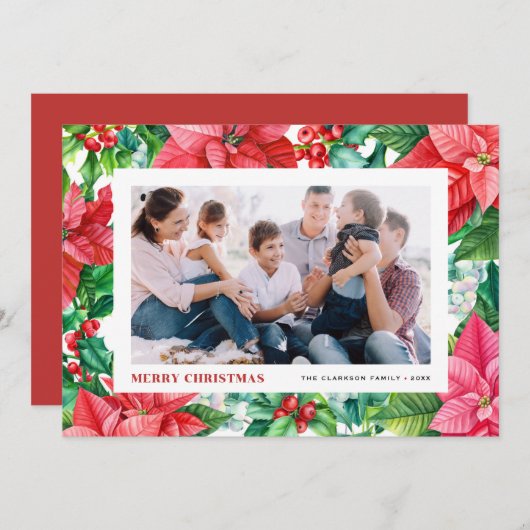 Aquarell Holand Poinsettia Foto Weihnachten (Vorne/Hinten)