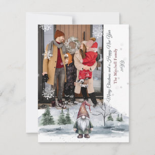 Aquarell Holiday Gnome Foto Ferienkarte Feiertagskarte