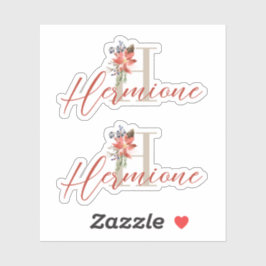 Aquarell Holiday Poinsettia Monogramm und Name Aufkleber