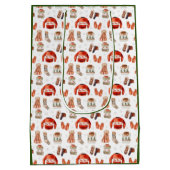 Aquarell Holiday Snow Ski Thema Geschenktasche Mittlere Geschenktüte (Rückseite)