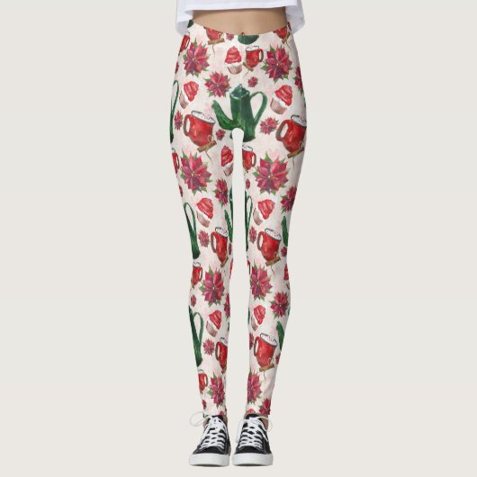 Aquarell Holiday Tee Party Leggings (Vorderseite)
