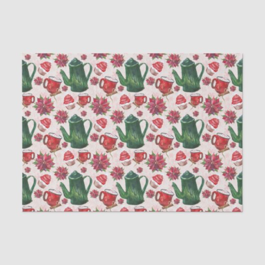 Aquarell Holiday Tee Party Seidenpapier (Vorderseite)