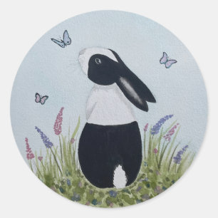 Aquarell-Holländisches Hasen-Kaninchen Runder Aufkleber