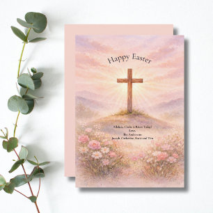 Aquarell Holzkreuz Alleluia Frohe Ostern Feiertagskarte