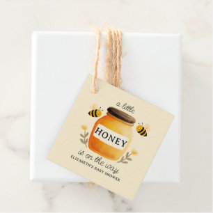 Aquarell-Honig & Bienen-Baby-Party Gelb Geschenkanhänger