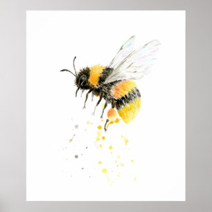 Aquarell-Honig-Bienen-Druck Poster