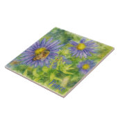 Aquarell-Honigbiene auf Blumen Fliese (Seite)