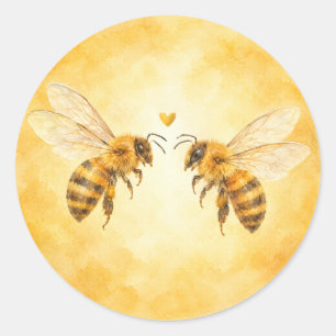Aquarell-Honigbienen "Meant to Bee" Hochzeitsaufkl Runder Aufkleber