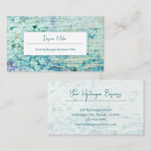 Aquarell Hortensien Blumen Teal Land Holz Visitenkarte