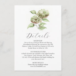 Aquarell-Hortensien-Details Karte für die Hochzeit