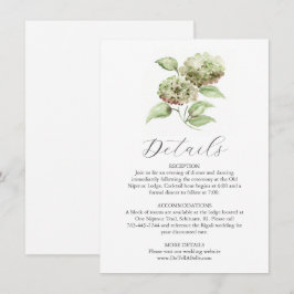 Aquarell-Hortensien-Details Karte für die Hochzeit