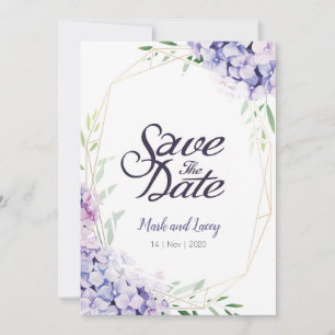 Aquarell-Hortensien-Einladungen Save the Date