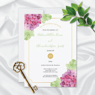 Aquarell-Hortensien Hochzeit in Rosatönen Einladung