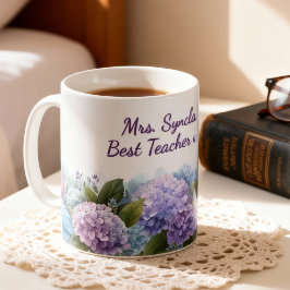 Aquarell-Hortensien-Lehrerdankbarkeitsschrift Kaffeetasse