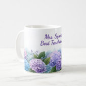 Aquarell-Hortensien-Lehrerdankbarkeitsschrift Kaffeetasse (Vorderseite Links)