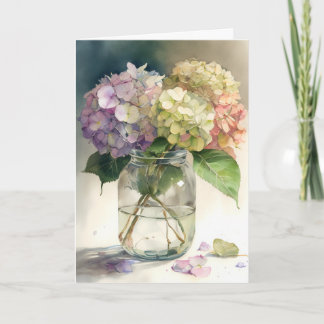 Aquarell-Hortensienblüten Karte