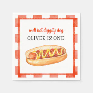 Aquarell Hot Dog 1. Geburtstag Serviette