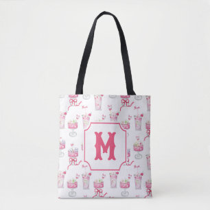 Aquarell Hot Pink Mahjong Cocktails Tasche