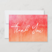 Aquarell Hot Pink und Orange Hochzeit Danke (Vorderseite)