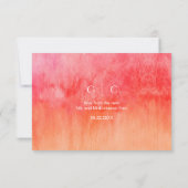 Aquarell Hot Pink und Orange Hochzeit Danke (Rückseite)