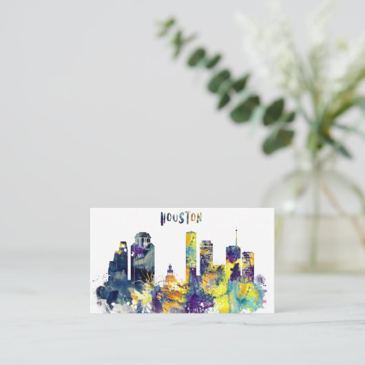 Aquarell-Houston-Skyline Visitenkarte (Stehend Vorderseite)