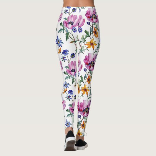Aquarell Hübsch Lila und Gelb Leggings (Rückseite)