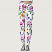 Aquarell Hübsch Lila und Gelb Leggings (Vorderseite)