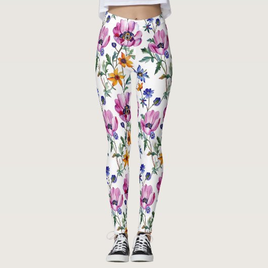 Aquarell Hübsch Lila und Gelb Leggings (Vorderseite)