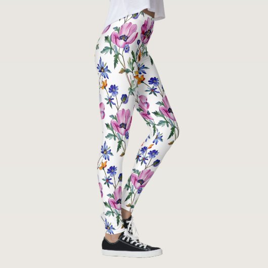 Aquarell Hübsch Lila und Gelb Leggings (Rechts)