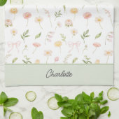 Aquarell Hübsche Blumen Personalisierte Florale Geschirrtuch (Gefaltet)