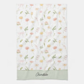 Aquarell Hübsche Blumen Personalisierte Florale Geschirrtuch (Vertikal)