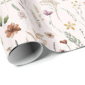 Aquarell Hübsche Wildblumen Blumenmuster  Geschenkpapier (Rolleneckpunkt)