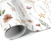 Aquarell Hübsche Wildblumen Blumenmuster Geschenkpapier (Rolleneckpunkt)