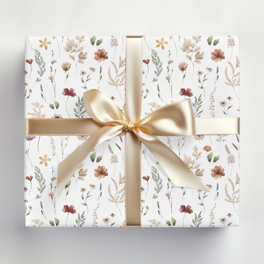 Aquarell Hübsche Wildblumen Blumenmuster Geschenkpapier