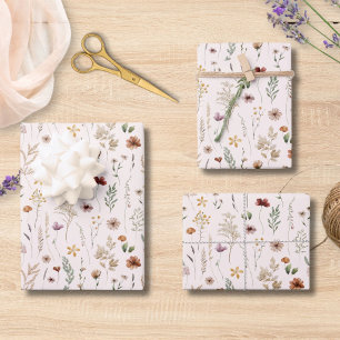 Aquarell Hübsche Wildblumen Blumenmuster  Geschenkpapier Set