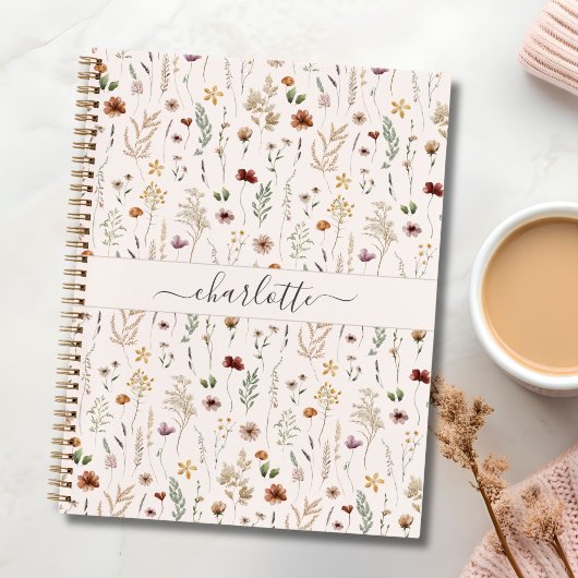 Aquarell Hübsche Wildblumen Blumenmuster Notizblock