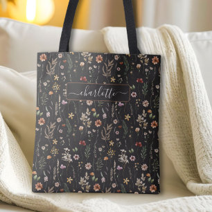 Aquarell hübsche Wildblumen Blumenmuster Tasche