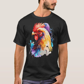 Aquarell-Huhn Süßes Farbiger Hühnerbauer T-Shirt