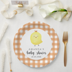 Aquarell-Hühner-Baby-Party Pappteller