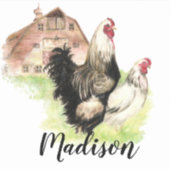 Aquarell Hühner Farm Tierische Kunst Individuelle  Aufkleber (Vorderseite)