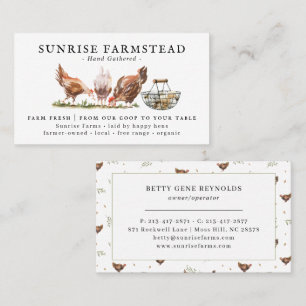 Aquarell-Hühner Frische Eier vom Bauernhof Visitenkarte